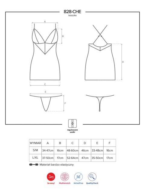 Komplet czarna koszulka sex stringi 828-che-1 l/xl Obsessive