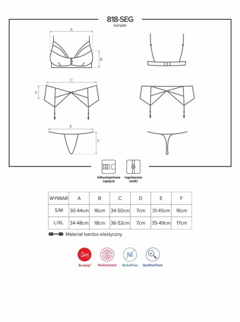 Komplet pas stringi sex biustonosz 818-seg-1 l/xl Obsessive