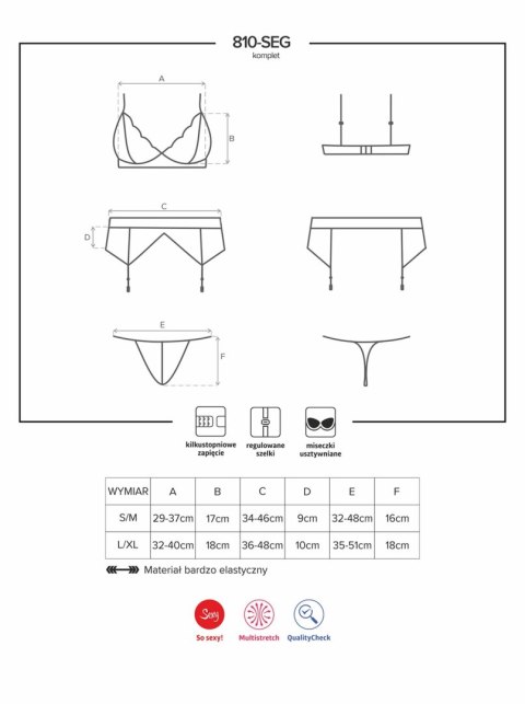 Sex komplet biustonosz pas stringi obsessive s/m Obsessive