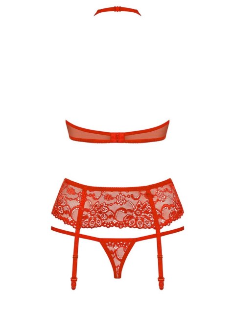 Czerwony komplet biustonosz stringi 838-seg-3 l/xl Obsessive