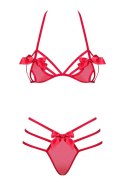 Czerwony komplet biustonosz stringi giftella l/xl Obsessive