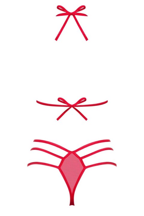 Czerwony komplet biustonosz stringi giftella l/xl Obsessive