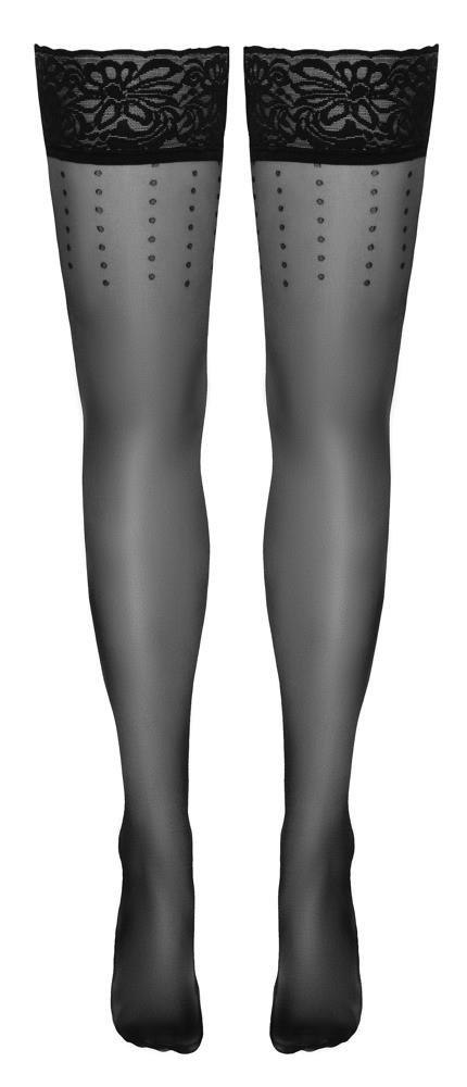 Pończochy samonośne czarne kropki 4/L Cottelli LEGWEAR