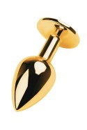 Gold anal plug TOYFA Metal with pink round-shaped gem Metal by TOYFA