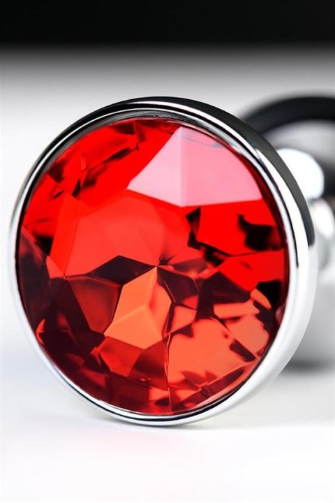 Silver anal plug with red gem Metal by TOYFA
