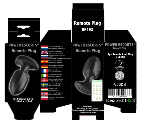 Power Escorts - BR192 - Remote Vibrating Plug - App Controled - Silicone Power Escorts