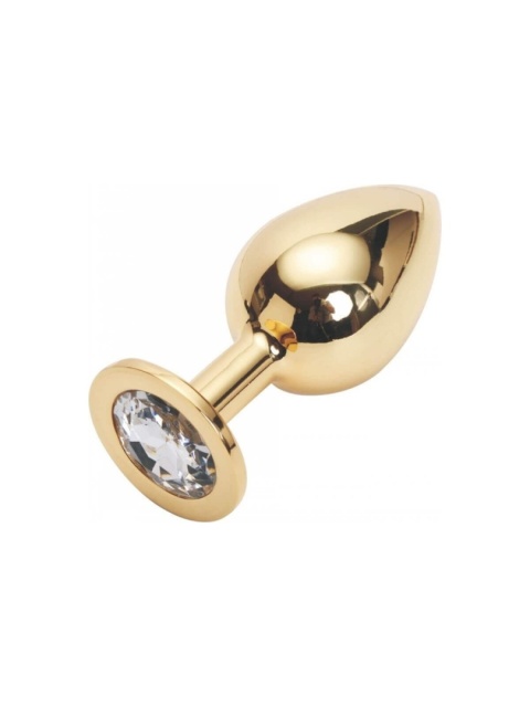 Korek analny Dolce Piccante metalowy L - złoto / biały