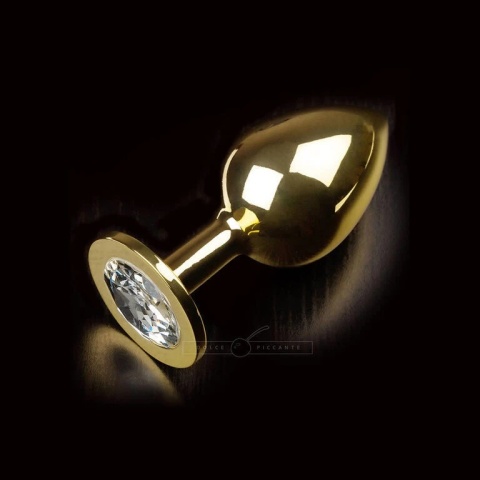 Korek analny Dolce Piccante metalowy L - złoto / biały