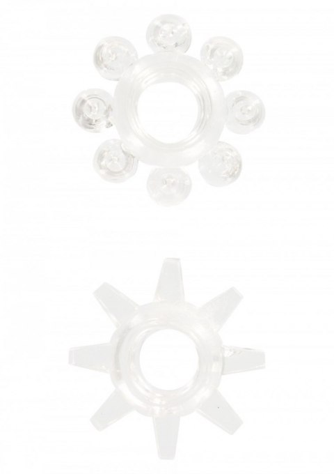 2 nakładki pierścienie na penisa z wypustkami przezroczyste ToyJoy Manpower