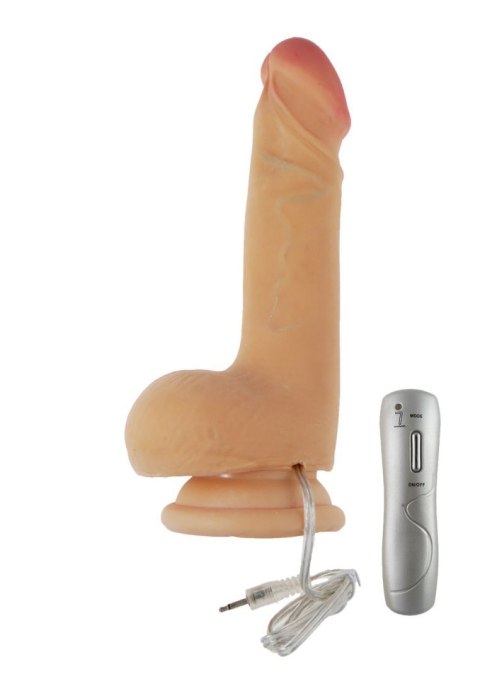 Dildo z mocnymi wibracjami pilot cyberskóra cielisty 18 cm Boss Series Real