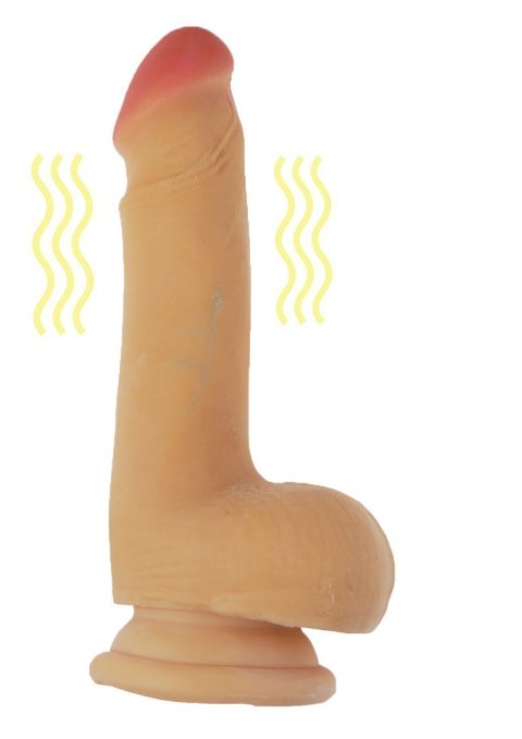 Dildo z mocnymi wibracjami pilot cyberskóra cielisty 18 cm Boss Series Real