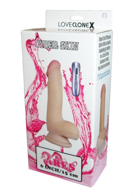Dildo z mocnymi wibracjami pilot cyberskóra cielisty 18 cm Boss Series Real