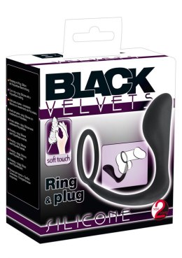 Korek analny zatyczka z pierścieniem na penisa 10cm Black Velvets