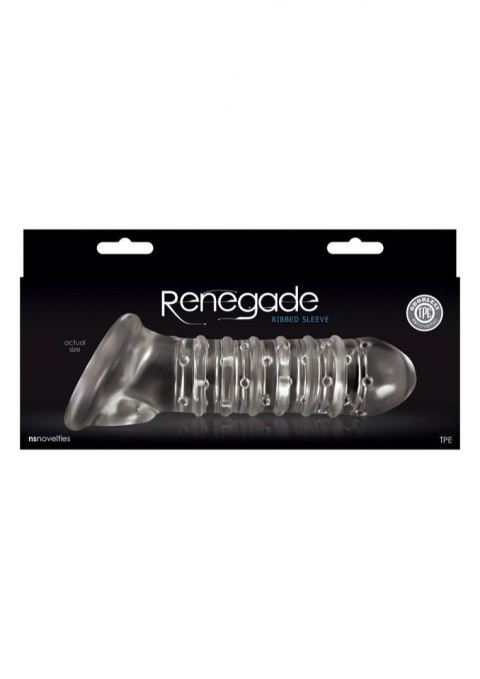Nakładka na penisa Stymulator-RIBBED EXTENSION CLEAR Renegade