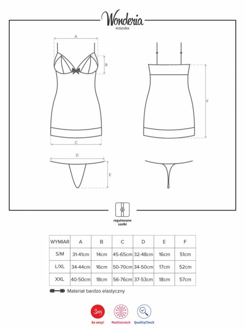 Przejrzysta koszulka komplet stringi Wonderia L/XL Obsessive