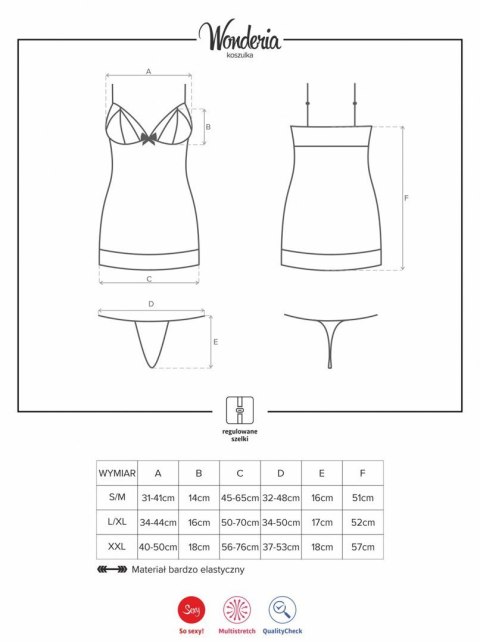 Przejrzysta koszulka komplet stringi Wonderia L/XL Obsessive